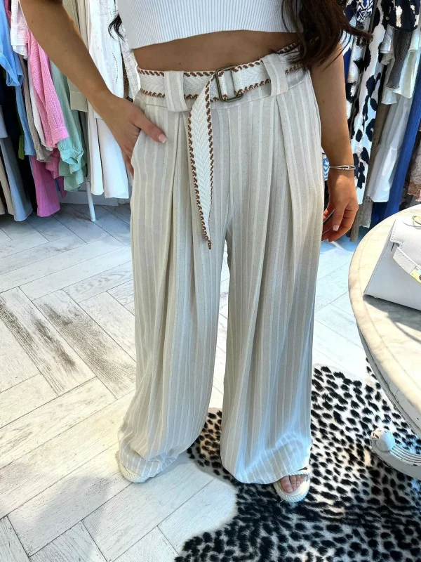 LOF Boutique Ivey Lurex Linen Pants> Broeken