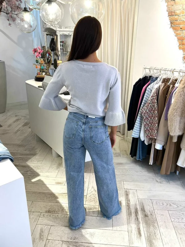 LOF Boutique Jamie Short Flared Sleeve Light Grey> Truien