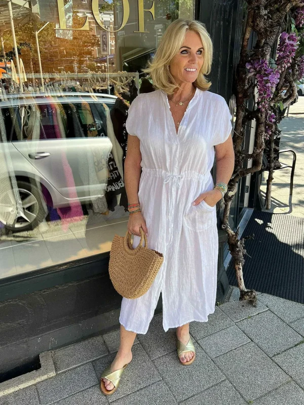 LOF Boutique Jess Linnen Dress White> Jurken