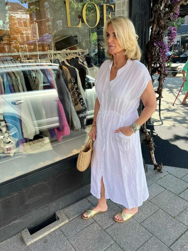 LOF Boutique Jess Linnen Dress White> Jurken