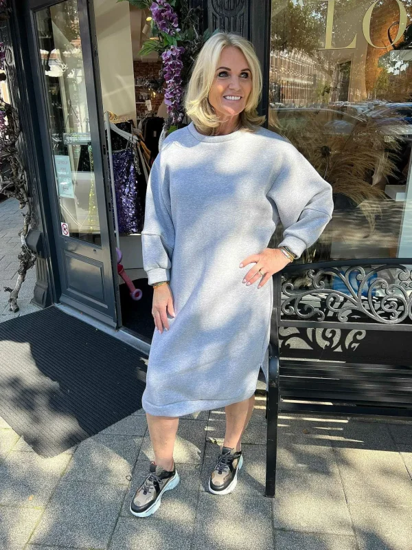 LOF Boutique Jog Sweater Dress Grey> Jurken