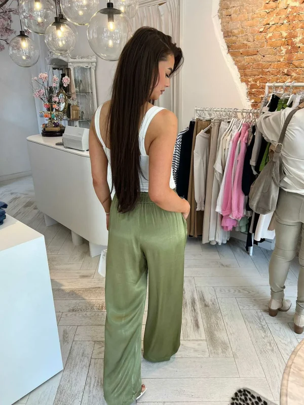 LOF Boutique Julie Silky Pants Army> Broeken