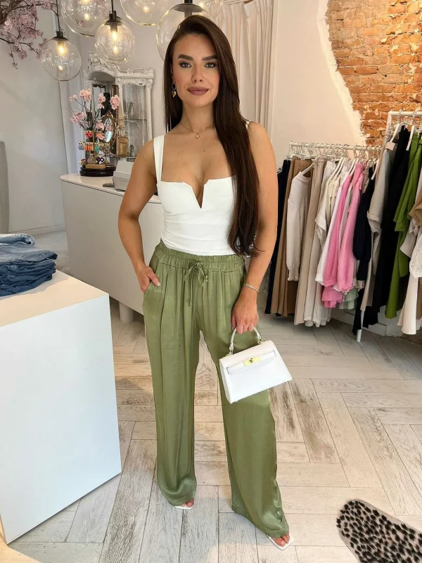 LOF Boutique Julie Silky Pants Army> Broeken