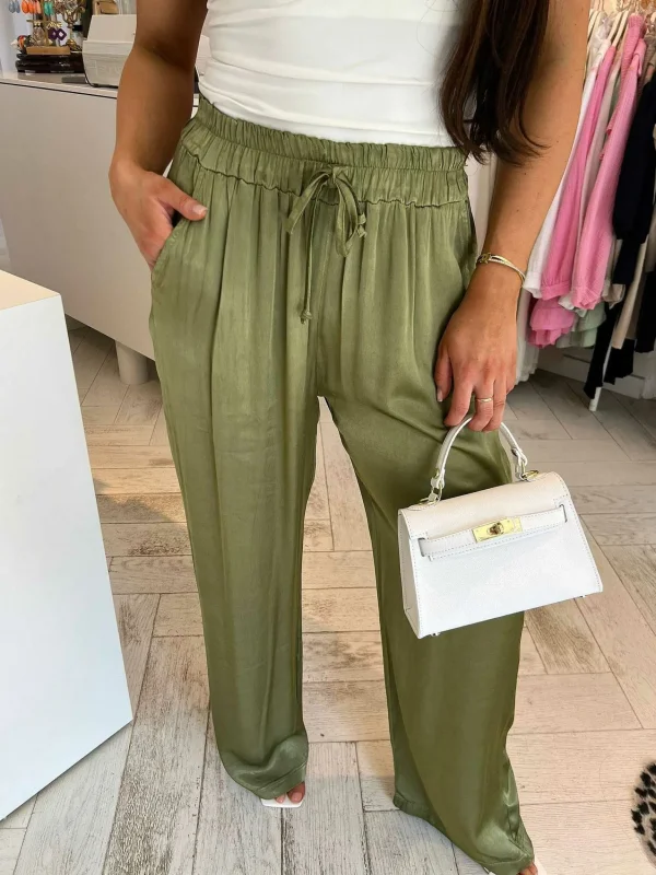 LOF Boutique Julie Silky Pants Army> Broeken