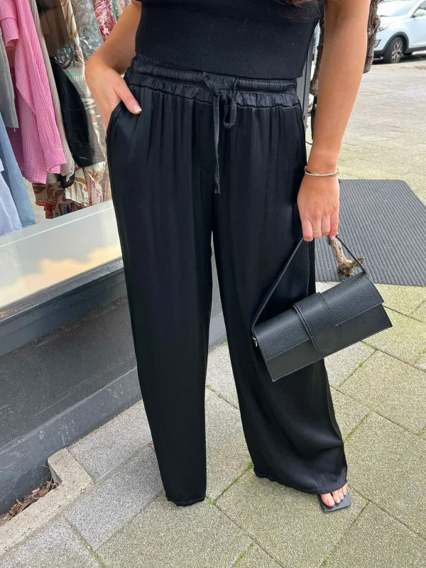 LOF Boutique Julie Silky Pants Black> Broeken