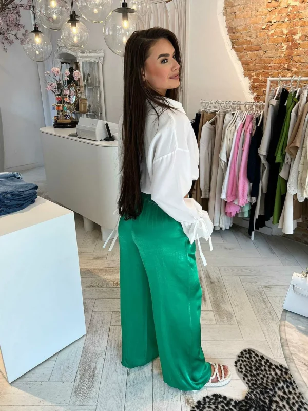 LOF Boutique Julie Silky Pants Emerald Green> Broeken