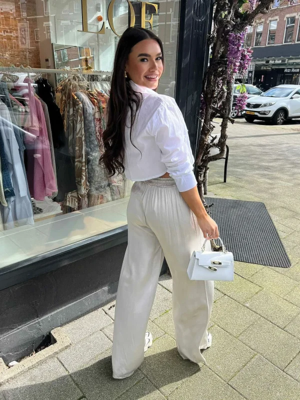 LOF Boutique Julie Silky Pants Light Beige> Broeken