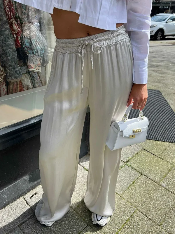 LOF Boutique Julie Silky Pants Light Beige> Broeken