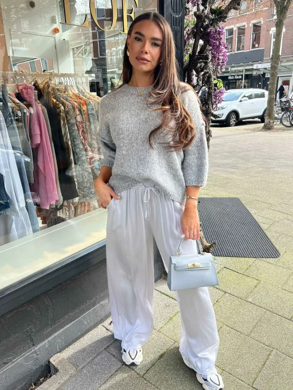 LOF Boutique Julie Silky Pants Light Grey> Broeken