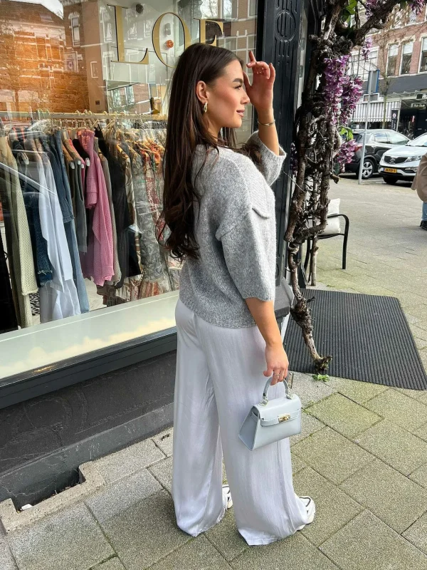 LOF Boutique Julie Silky Pants Light Grey> Broeken