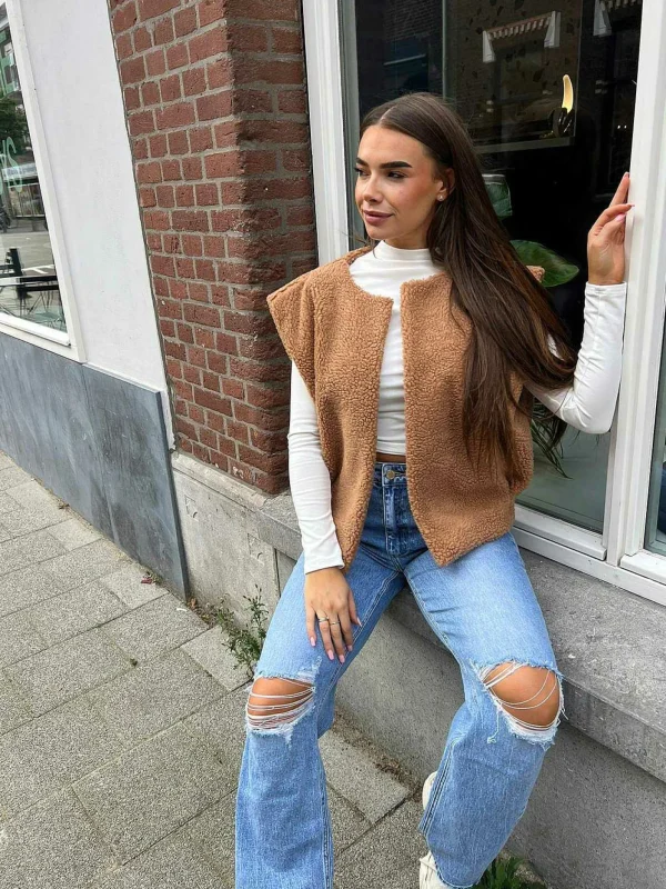 LOF Boutique Kayley Ripped Knee Jeans Blue> Broeken