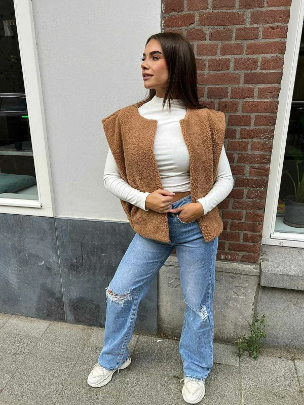 LOF Boutique Kayley Ripped Knee Jeans Blue> Broeken