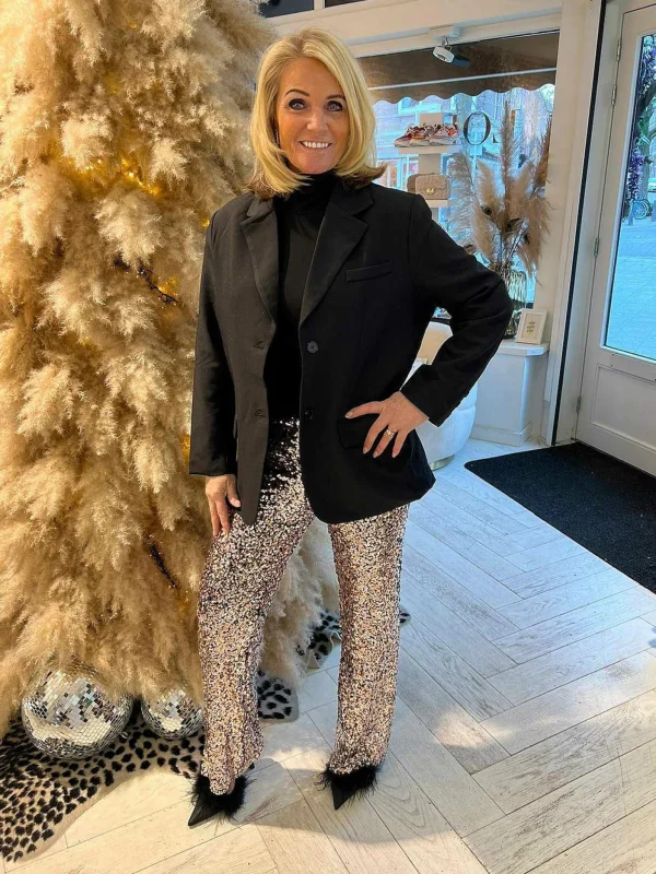 LOF Boutique Kelly Sequin Pants Rose Gold> Broeken