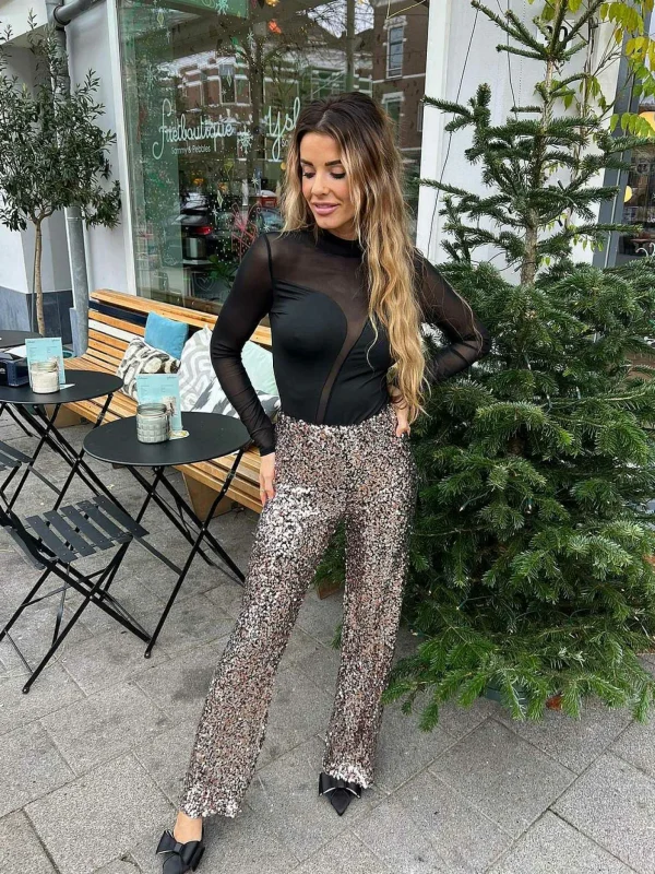 LOF Boutique Kelly Sequin Pants Rose Gold> Broeken