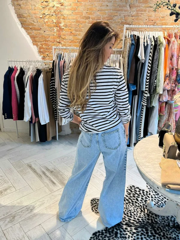 LOF Boutique Kiki Stripe Long Sleeve Top Off White> Tops & Blousjes