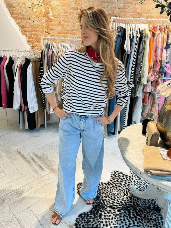 LOF Boutique Kiki Stripe Long Sleeve Top Off White> Tops & Blousjes