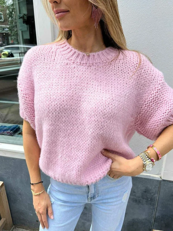 LOF Boutique Kiki Sweater Short Sleeve Baby Pink> Truien