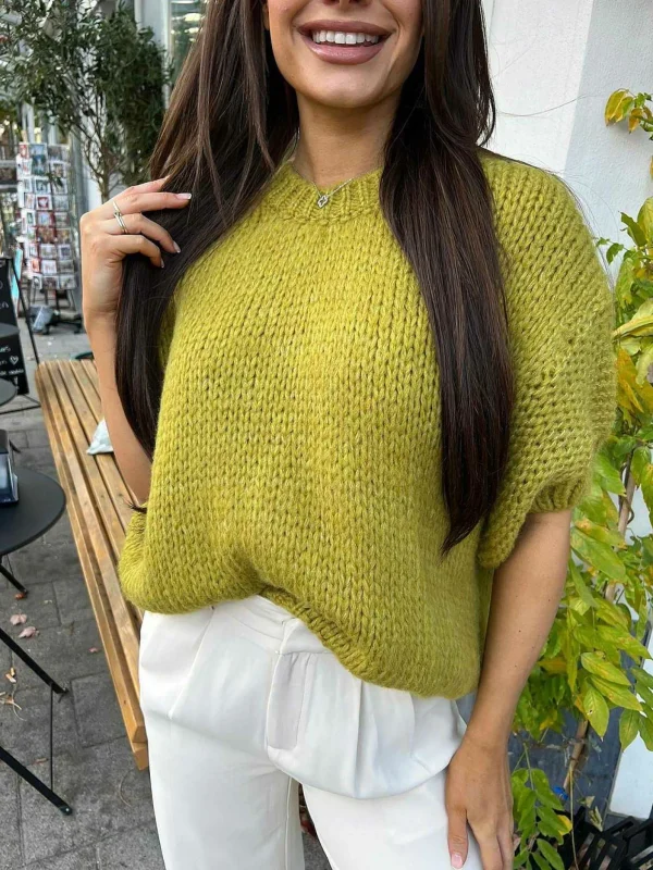 LOF Boutique Kiki Sweater Short Sleeve Lime> Truien