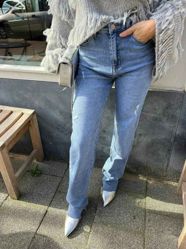 LOF Boutique Lara Extra Long Jeans Denim Blue> Broeken