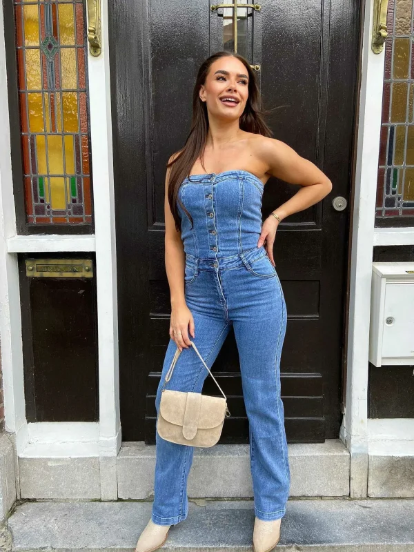 LOF Boutique Lea Denim Jumpsuit Blue> Jumpsuits