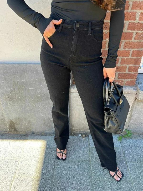 LOF Boutique Lexi Extra Long Jeans Black> Broeken