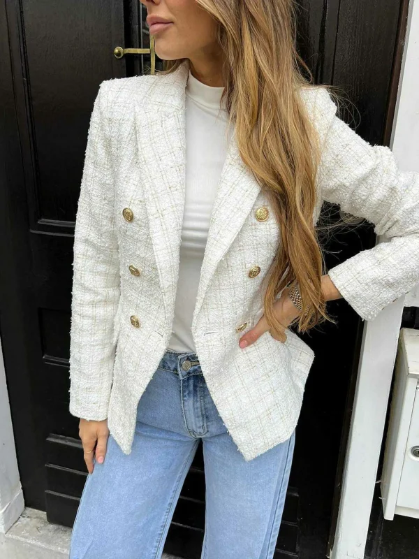 LOF Boutique Lilly Tweed Blazer Beige> Blazers