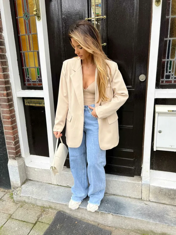 LOF Boutique Lima Oversized Blazer Beige> Blazers