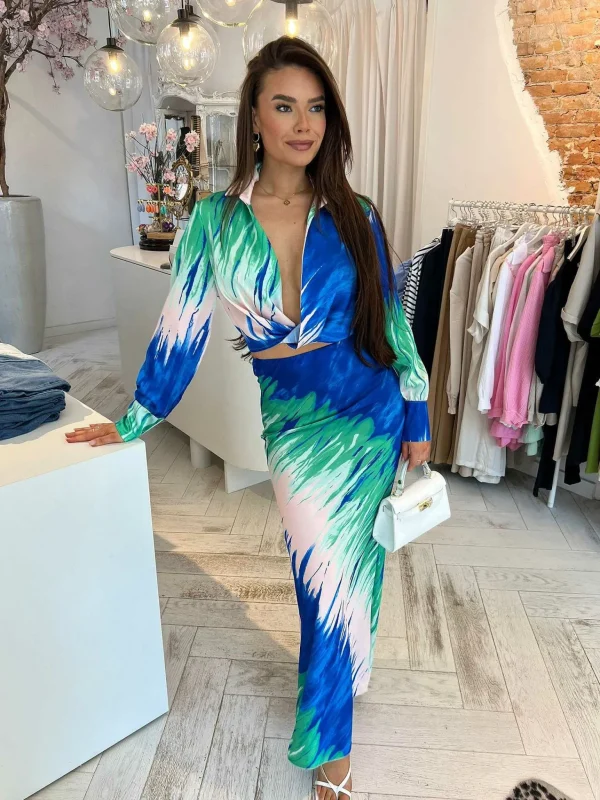 LOF Boutique Lina 2 Delig Set Blue & Green> Sets