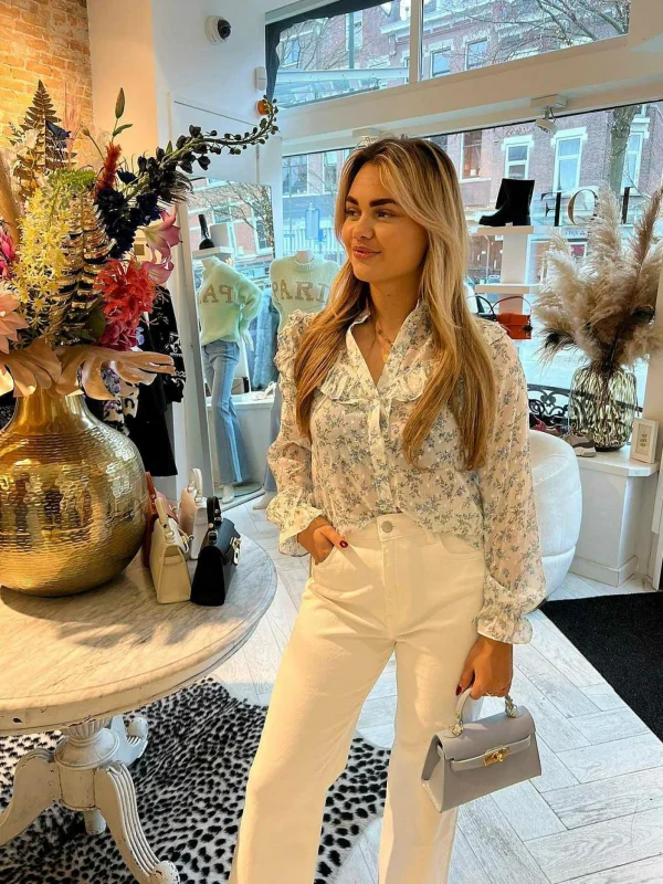 LOF Boutique Livia Flower Blouse Off White> Tops & Blousjes