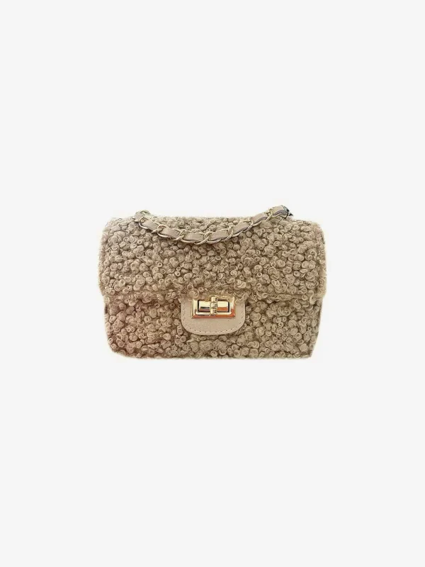 LOF Boutique Lottie Teddy Bag Small Taupe> Tassen