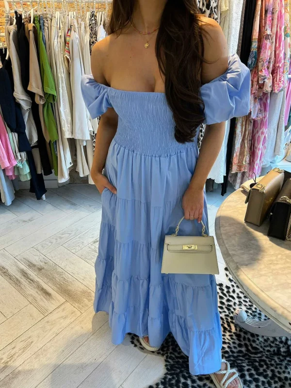 LOF Boutique Loua Maxi Dress Baby Blue> Jurken