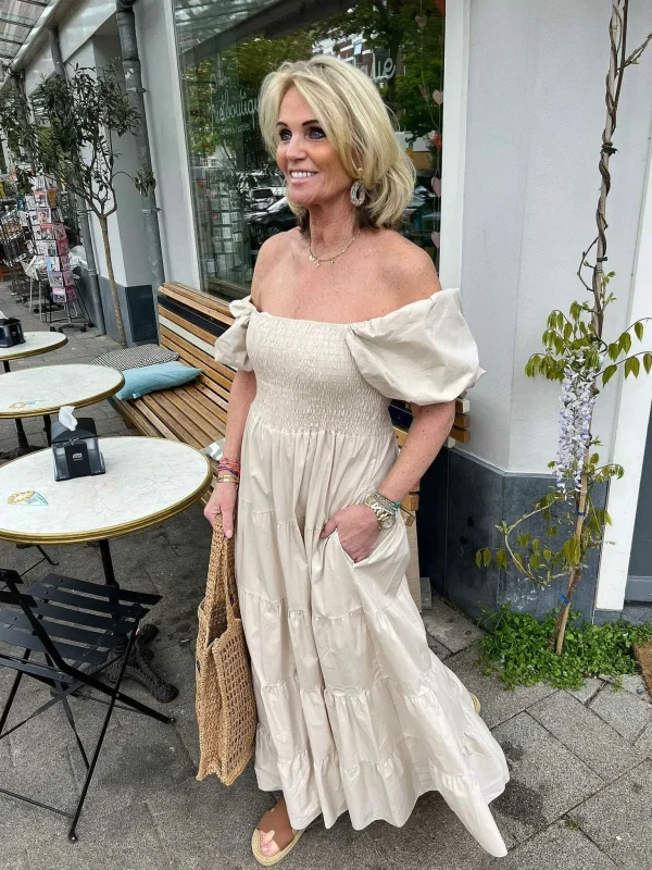 LOF Boutique Loua Maxi Dress Beige> Jurken