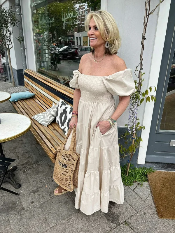 LOF Boutique Loua Maxi Dress Beige> Jurken