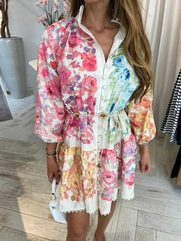 LOF Boutique Maria Multicolor Flower Dress> Jurken