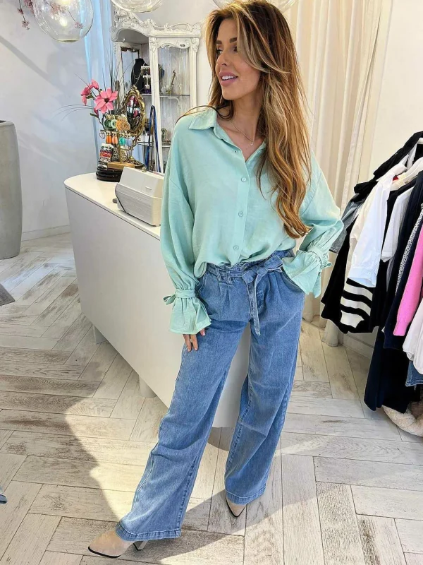 LOF Boutique Marloes Ruffle Sleeve Blouse Mint> Tops & Blousjes