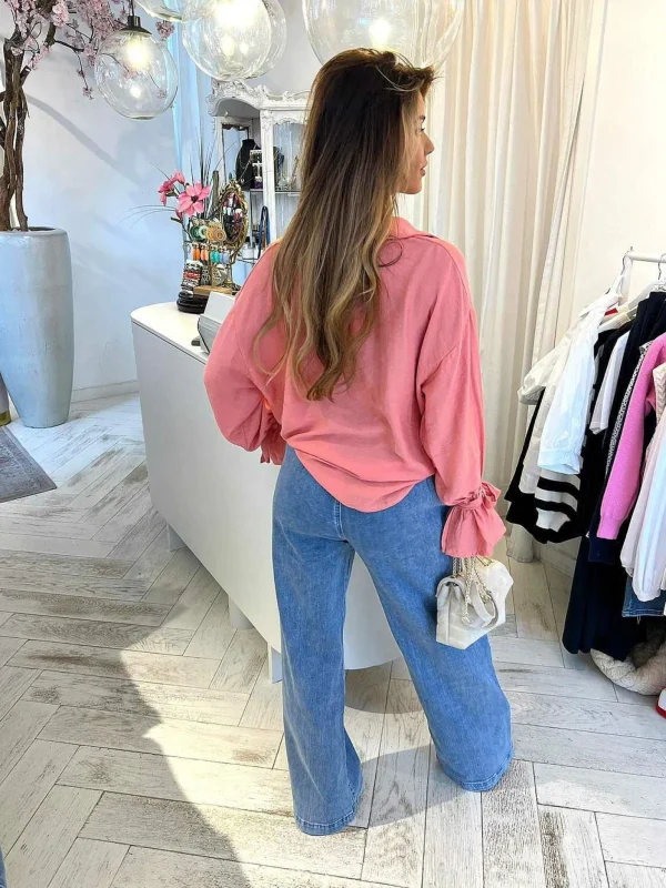 LOF Boutique Marloes Ruffle Sleeve Blouse Peach> Tops & Blousjes