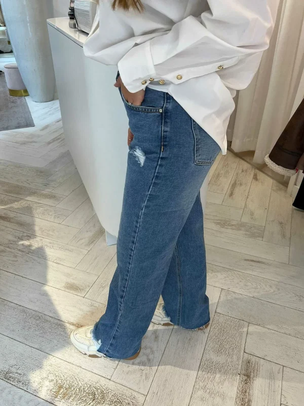 LOF Boutique Megan Straight Leg Jeans Blue> Broeken