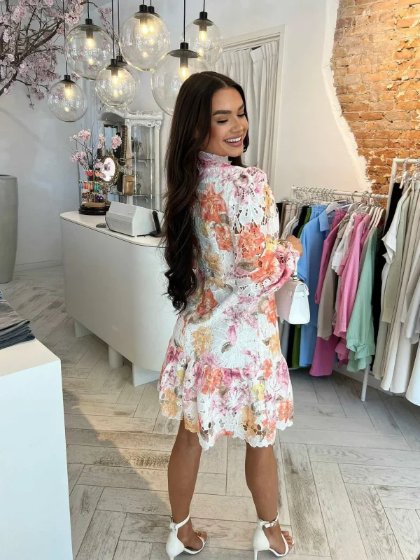 LOF Boutique Milou Broderie Dress Orange> Jurken