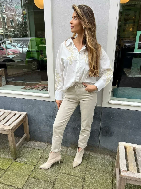 LOF Boutique Mom Jeans Beige> Broeken