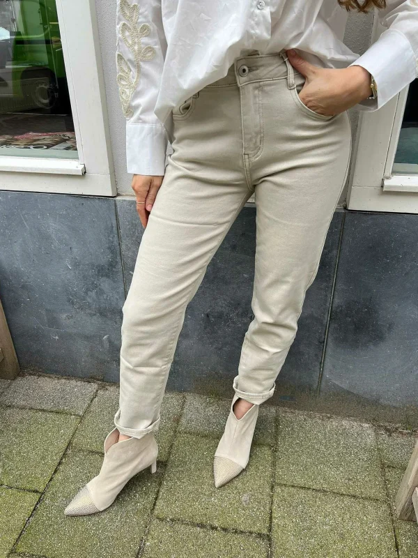 LOF Boutique Mom Jeans Beige> Broeken