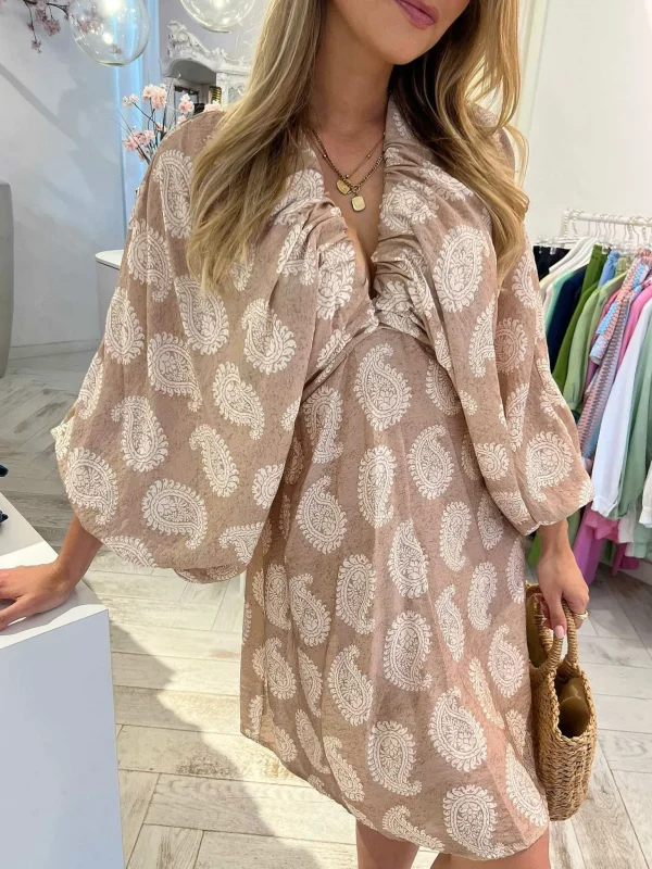 LOF Boutique Nala Print Dress Taupe> Jurken