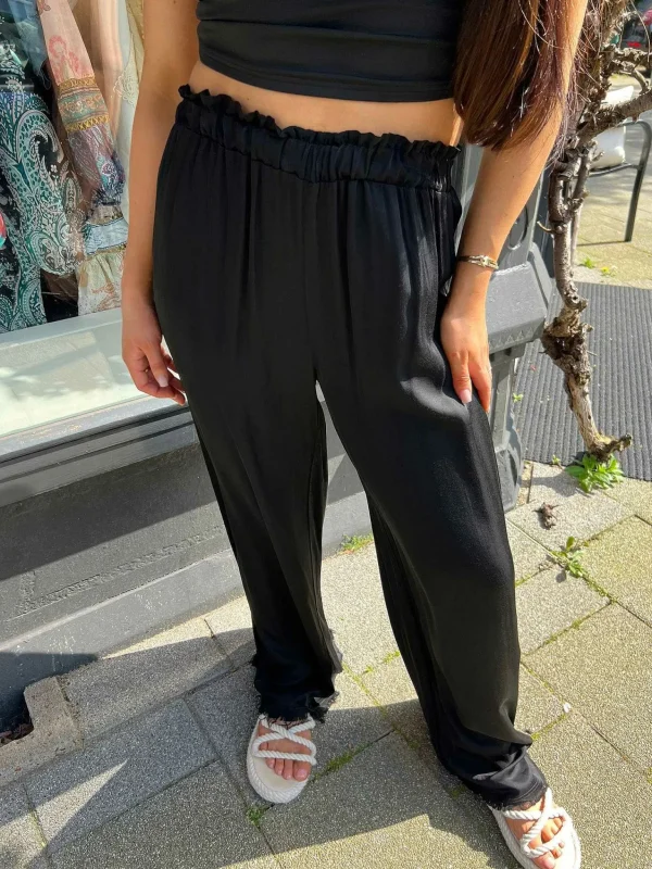 LOF Boutique Nala Silky Ruffle Pants Black> Broeken