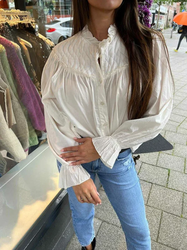 LOF Boutique Nina Padded Blouse Ecru> Tops & Blousjes