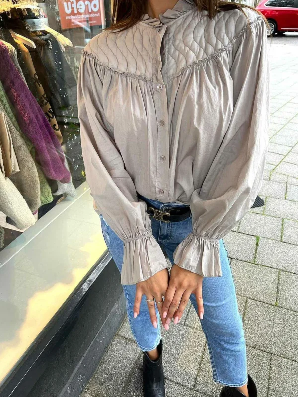 LOF Boutique Nina Padded Blouse Stone> Tops & Blousjes