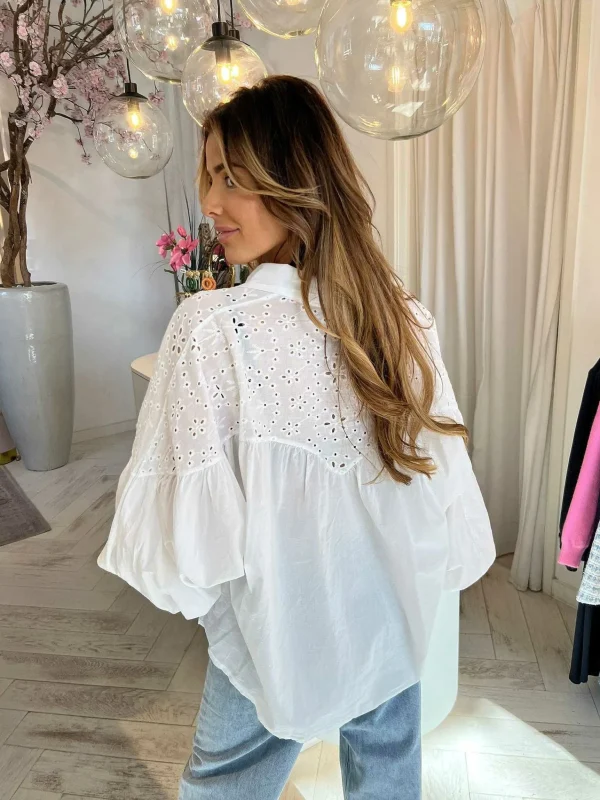 LOF Boutique Noah Broderie Blouse Off White> Tops & Blousjes