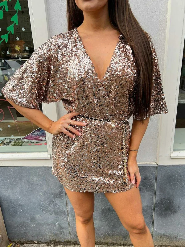 LOF Boutique Nola Sequin Dress Rose Gold> Jumpsuits