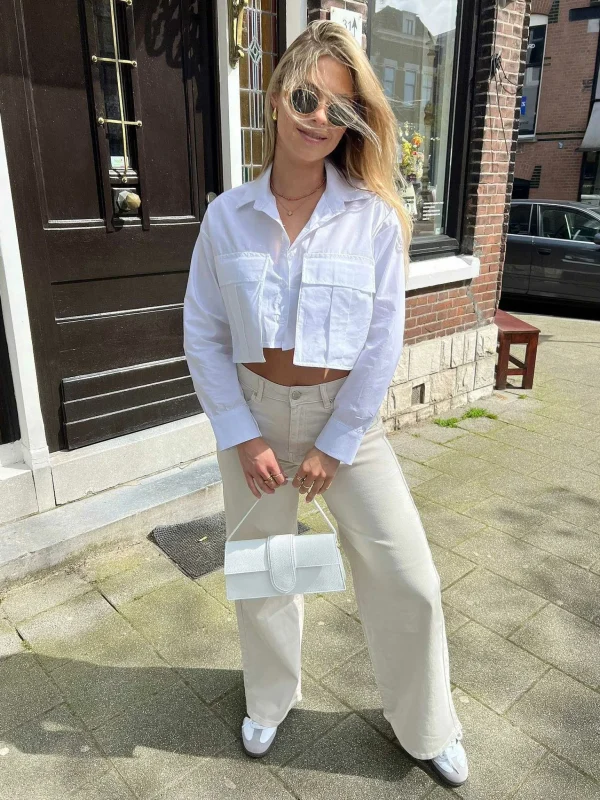 LOF Boutique Nona Wide Leg Jeans Beige> Broeken