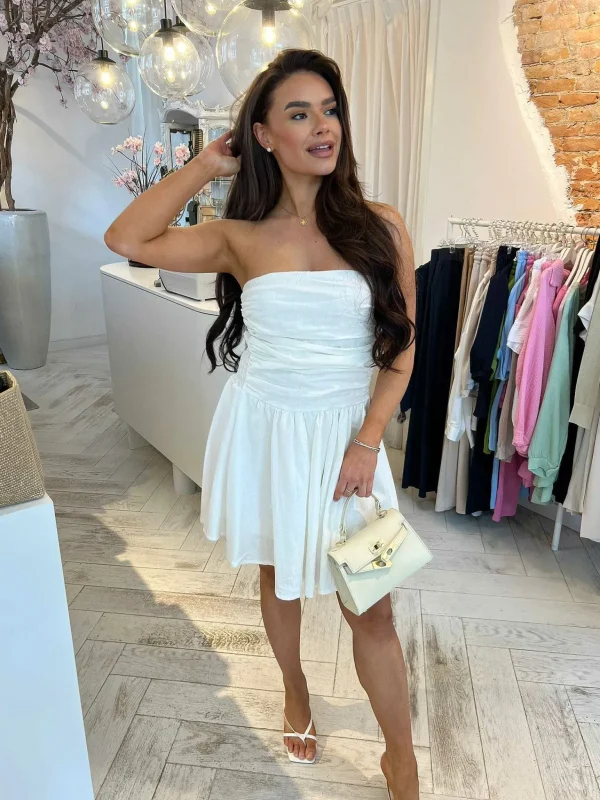 LOF Boutique Olivia Strapless Dress White> Jurken