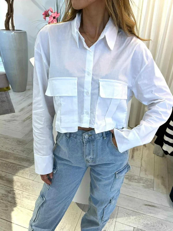 LOF Boutique Perfect Cropped Blouse Off White> Tops & Blousjes