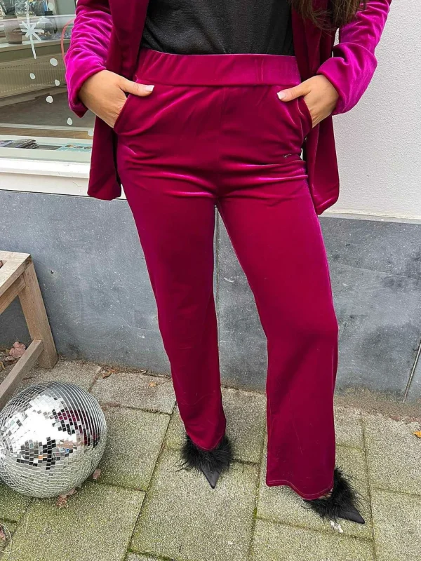 LOF Boutique Quinn Velvet Suit Magenta> Sets